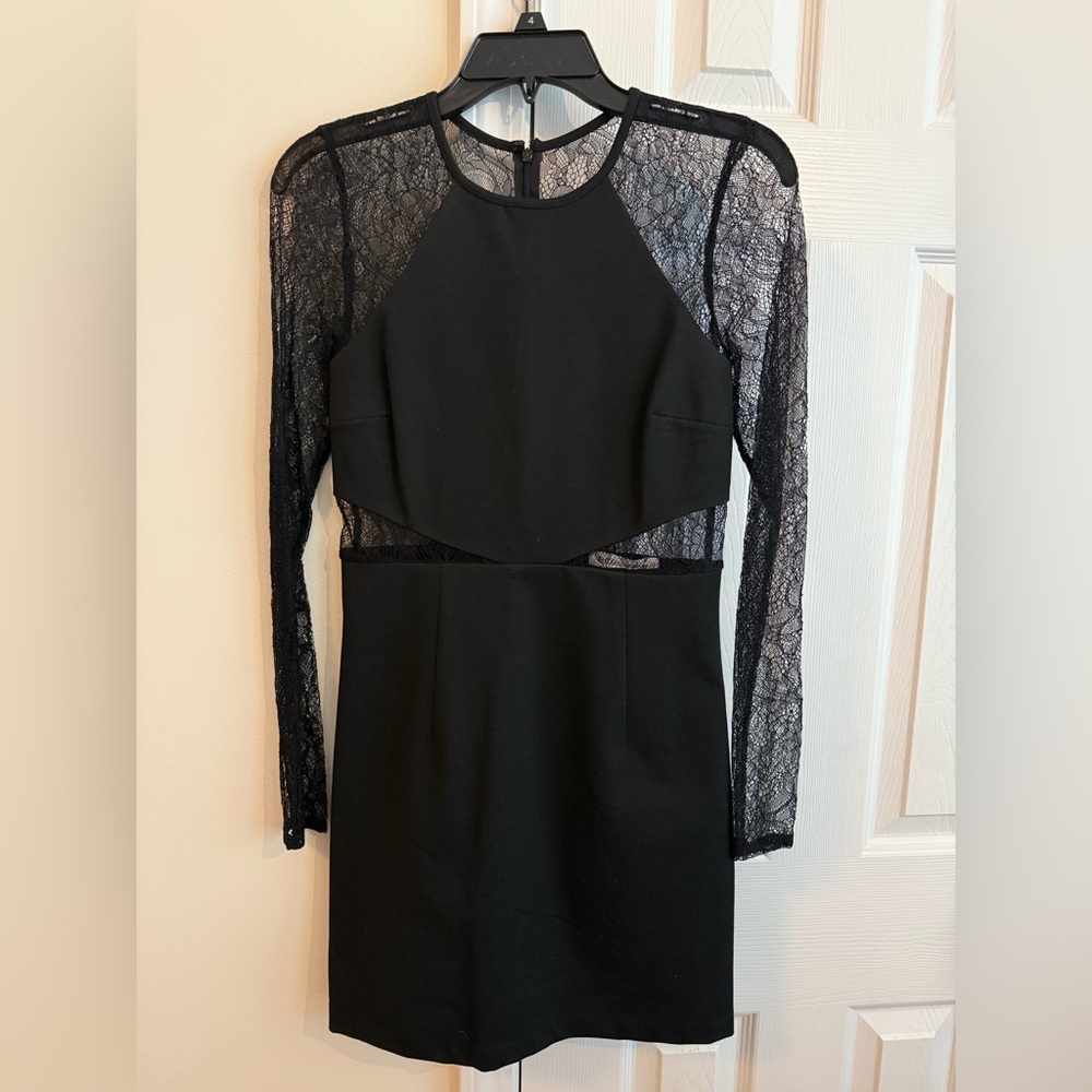 BCBGeneration Black Lace Long Sleeve Dress